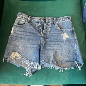 90’s High Waisted Destressed Jean Shorts